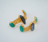 Boulder Opal and Turquoise Gold Vermeil Hoops