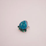 Kingman Turquoise and Gem Ring (Size 7)