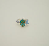 Milky Gem and Turquoise Ring (7.5)