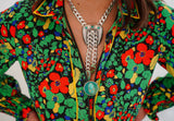 Large Turquoise and Vintage Buckle Necklace
