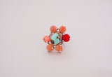 Large Coral, Gem, Sunstone and Turquoise Ring (6.5)