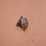 Royston Turquoise and Gem Ring (Size 8)