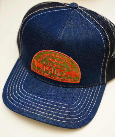 Denim NATIVE AMERICAN Hat (White Stitching)