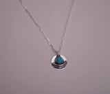 Hand Stamped Turquoise Pendent (18”)