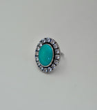 Kingman Turquoise and Gem Ring (Size 7)