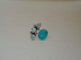 Adjustable Crystal and Turquoise Ring (Size 7)