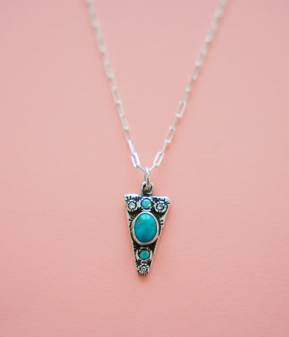 Gem and Turquoise Pendent (16”)