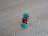 Kingman Turquoise and Gem Ring (Size 7)