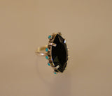 Crystal and Kingman Turquoise Ring (Size 7)