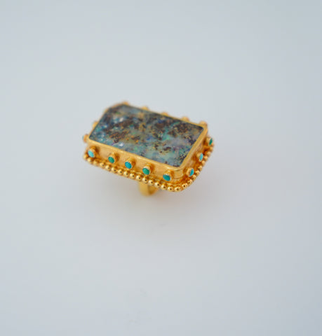 Boulder Opal and Turquoise Gold Vermeil Ring (6)