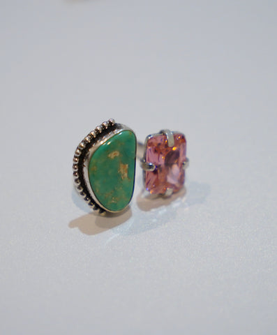 Adjustable Turquoise and Pink Gem Ring (8)