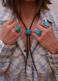Kingman Turquoise and Gem Ring (Size 7)