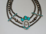 Turquoise and Crystal Beaded Necklace