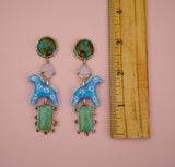 Turquoise and Gem Horse Earrings