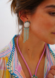 Turquoise and Shell Rhinestone Earrings
