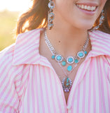 Kingman Turquoise and Gem Necklace (16-18”)