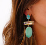 Statement Turquoise and Crystal Earrings