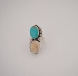Mexican Fire Opal and Turquoise Ring (Size 7)