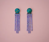 Kingman Turquoise and Crystal Earrings