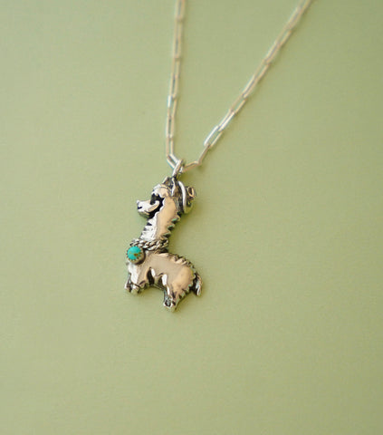 Turquoise Alpaca Necklace (16”)