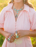 Kingman Turquoise and Gem Necklace (16-18”)