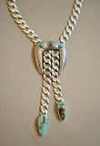 Large Turquoise and Vintage Buckle Necklace