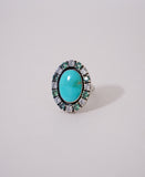 Kingman Turquoise and Gem Ring (Size 7.5)