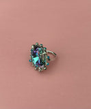 Crystal and Kingman Turquoise Ring (Size 8)
