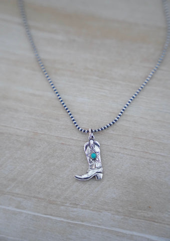 Turquoise Boot Necklace (16”)