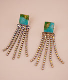 Kingman Turquoise and Crystal Earrings