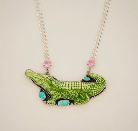 Alligator and Turquoise Necklace