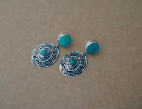 Kingman Turquoise Concho Earrings