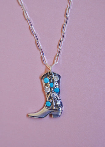 Turquoise Boot Necklace (16”)