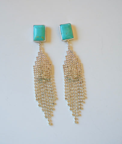 Turquoise and Rhinestone Earrings