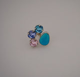Crystal and Turquoise Ring (Size 8)