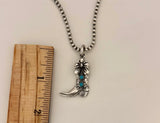Turquoise Bow Boot Necklace (16-18”)