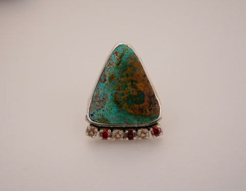 Royston Turquoise and Gem Ring (7.5)