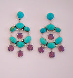 Kingman Turquoise and Crystal Earrings