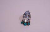 Crystal and Kingman Turquoise Ring (Size 7)