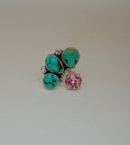 Adjustable Crystal and Turquoise Ring (Size 7)