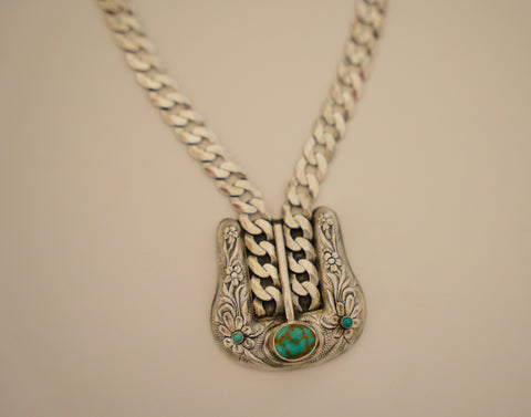 Sterling Vintage Buckle Necklace
