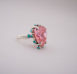 Gem and Turquoise Solitaire Heart Ring (Size 7.5)