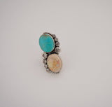Mexican Fire Opal and Turquoise Ring (Size 7)