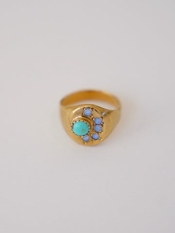 Gem and Turquoise Gold Vermeil Ring (9.25)
