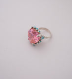 Gem and Turquoise Solitaire Heart Ring (Size 7.5)