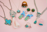 Turquoise and Gem Horse Earrings