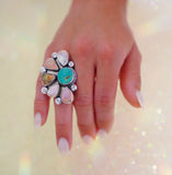 Mexican Fire Opal and Turquoise Ring (Size 8)