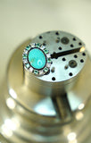 Kingman Turquoise and Gem Ring (Size 7.5)