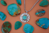 Hand Stamped Turquoise Pendent (18”)