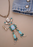 Cultured Opal and Turquoise Singing Cowboy Statement Necklace